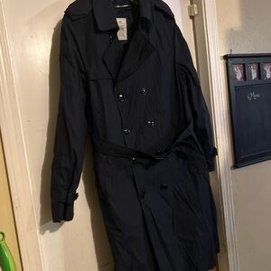 Elegant Navy Double-Breasted Trench Coat